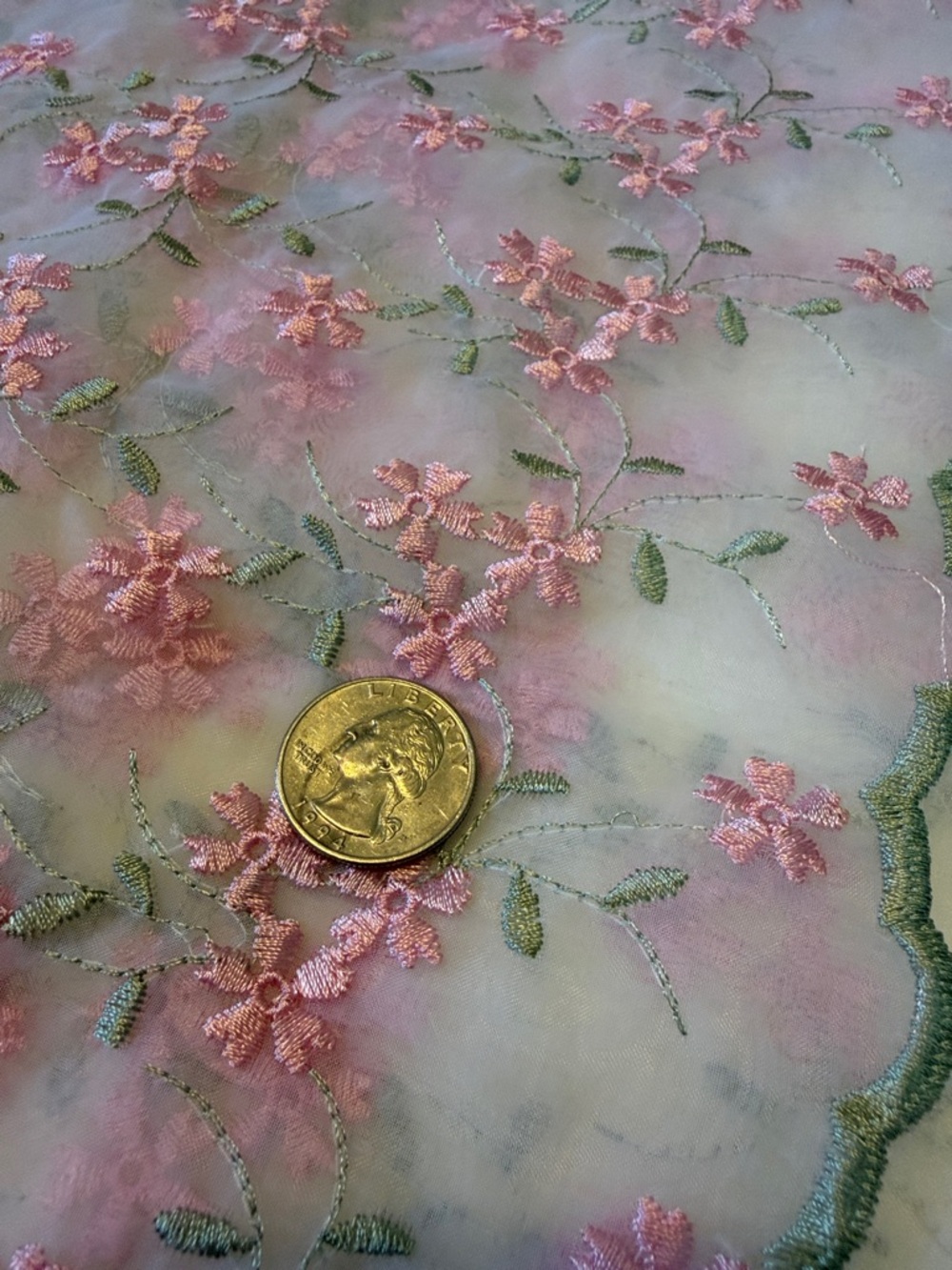 Sheer Embroidered Floral Organza Fabric yardage - Picture 4 of 6